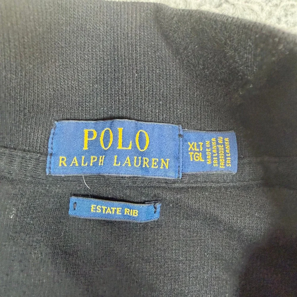 Polo Ralph Lauren Estate Rib Quarter Zip Pullover Black Cotton Mens XLT Tall